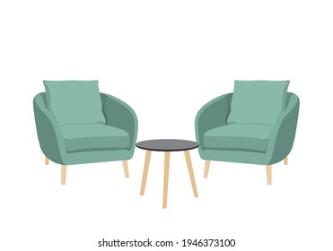 Chairs and tables, pouf design chair furniture vector isolated on white background. vector design in flat style