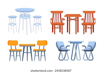 Chairs and tables Set. Furniture for office, cafe, Restaurant. Home kitchen interior