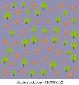 Chairs and trees pattern background