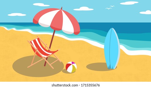 Chairs and umbrellas on the beach With a blue sky