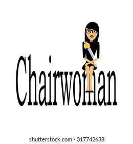 chairwoman illustration over white color background