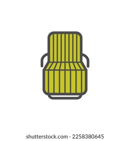 Chaise armchair colorful vector icon, garden rest accessory thing