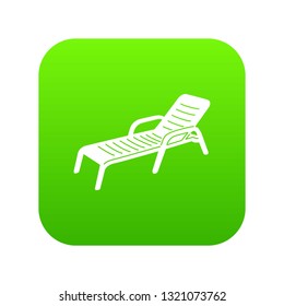 Chaise icon green vector isolated on white background