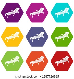 Chaise icons 9 set coloful isolated on white for web