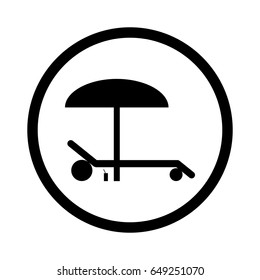 chaise long lounge  under umbrella vector icon
