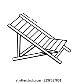 Chaise longue doodle outline icon. Sketch of beach chair. Hand drawn vector illustration isolated on white background.