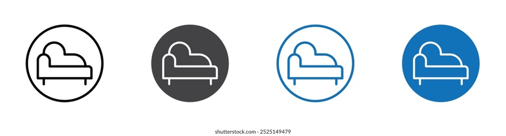 Ícone de Chaise longue Isolado no conjunto de vetores de fundo branco