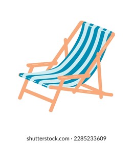 Chaise longue para las vacaciones de verano.Objeto en color aislado en fondo blanco.Puede utilizarse para el diseño de pancartas, carteles, pegatinas, tarjetas.Ilustraciones de estilo plano de dibujos animados.