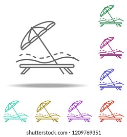 chaise longue and umbrella dusk icon. Elements of Summer holiday & Travel in multi color style icons. Simple icon for websites, web design, mobile app, info graphics