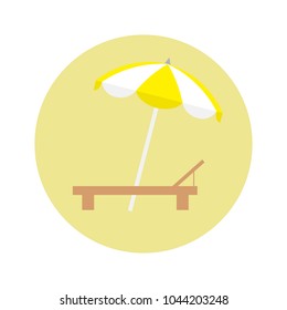 Chaise longue with umbrella icon, logo