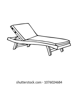 Chaise longue vector illustration. Summer icon doodle style. For web, poster. Beach banner. Logotype. 