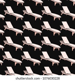 Chaise longue vector illustration.  Summer icon doodle style. For web, poster. Beach banner. Logotype. 
