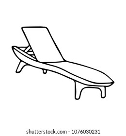 Chaise longue vector illustration.  Summer icon doodle style. For web, poster. Beach banner. Logotype. 