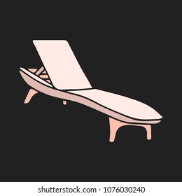 Chaise longue vector illustration.  Summer icon doodle style. For web, poster. Beach banner. Logotype. 