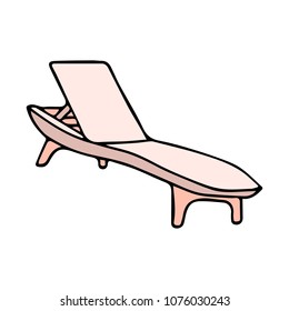 Chaise longue vector illustration. Summer icon doodle style. For web, poster. Beach banner. Logotype. 