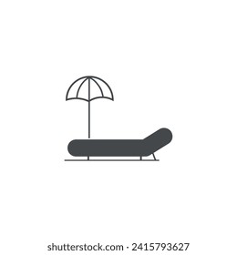 Chaise lounge and beach umbrella on white background