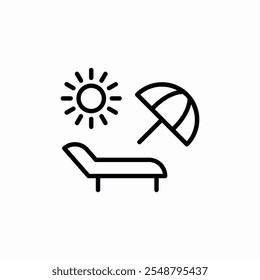 Chaise Lounge Beach Umbrella Sun Icono Signo Vector