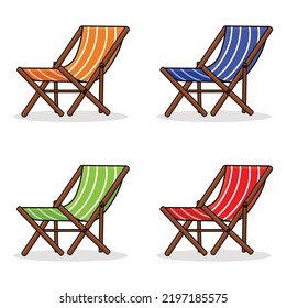 Chaise lounge, chair, beach chaise lounge vector logo design icon illustration 