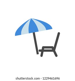 chaise lounge flat fector icon