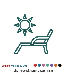 Chaise lounge icon logo, illustration, vector sign symbol for design