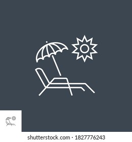 Chaise Lounge Icon. Chaise Lounge Related Vector Line Icon. Isolated on Black Background. Editable Stroke.