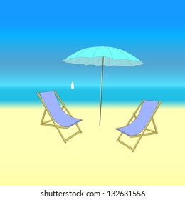 Chaise lounge on a beach