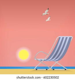 Chaise lounge on the beach.
