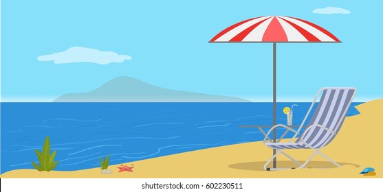 Chaise lounge on the beach.