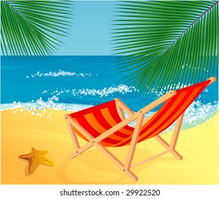 Chaise lounge on a beach. Vector.