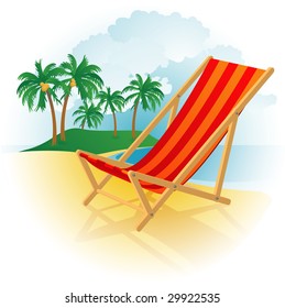 Chaise lounge on a beach. Vector.