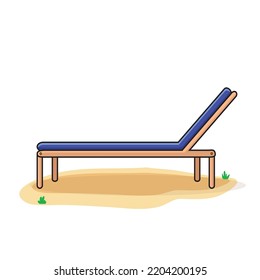 Chaise Lounge, Sun Bed, Sunshade,umbrella, Beach Picnic, Chair, Chaise Lounge In The Beach Vector Logo Icon Design Illustration Wallpaper Background