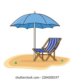 Chaise Lounge, Sun Bed, Sunshade,umbrella, Beach Picnic, Chair, Chaise Lounge In The Beach Vector Logo Icon Design Illustration Wallpaper Background