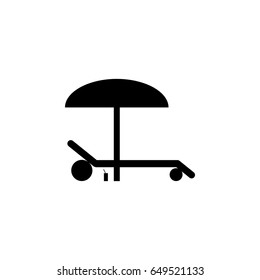 chaise lounge under umbrella vector icon