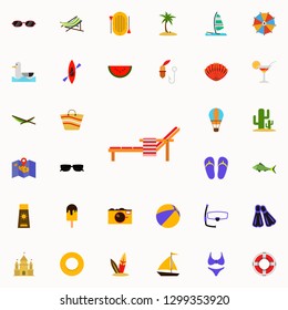 chaise-longue flat icon. colored Summer icons universal set for web and mobile