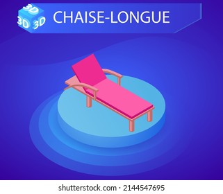 Chaise-longue isometric design icon. Vector web illustration. 3d colorful concept