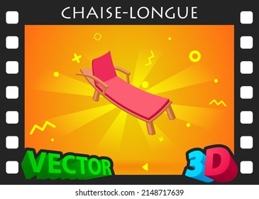 Chaise-longue isometric design icon. Vector web illustration. 3d colorful concept