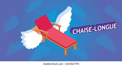 Chaise-longue isometrisches Design Symbol. Vektorgrafik, Web-Illustration. 3D-Farbkonzept