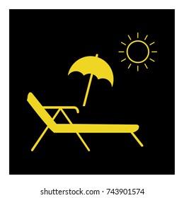 Chaise-Longue with umbrella icon vector