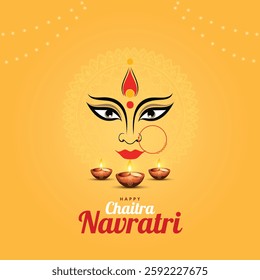 Chaitra Navratri is a Hindu festival celebrating nine days of devotion to Goddess Durga. Creative vector illustration design.