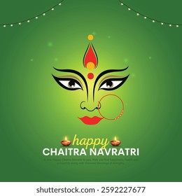 Chaitra Navratri is a Hindu festival celebrating nine days of devotion to Goddess Durga. Creative vector illustration design.