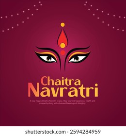 Chaitra Navratri is a Hindu festival celebrating nine days of devotion to Goddess Durga. Creative vector illustration design.