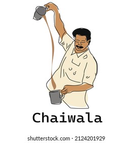 Chaiwala significa afiche de vendedor de té, fondo, pancarta, chai o afiche de té, ilustración vectorial.