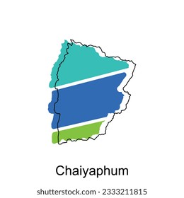 Chaiyaphum Karte. Vektorkarte von thailändischem Design-Vorlage mit Skizze-Stil einzeln auf weißem Hintergrund