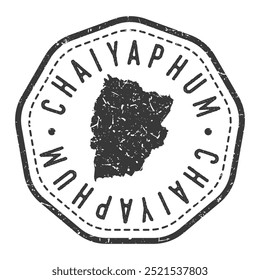 Chaiyaphum, Tailandia Mapa Sello Retro Postmark. Pasaporte postal de silueta. Icono de Vector redondo de sello. Insignia Antiguas Diseño de franqueo.	