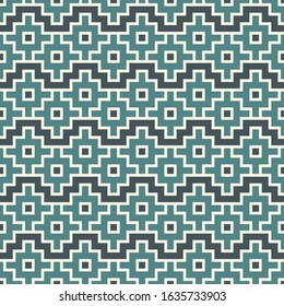 Chakana inca crosses seamless pattern. Ethnic embroidery style surface print. Ancient native american mosaic background. Ornamental folk wallpaper. Geometric ornament. Geo vector abstract illustration
