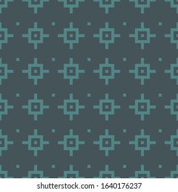 Chakana inca cruza el patrón sin fisuras. Estampado de superficie de estilo de bordado étnico. Fondo de mosaico nativo americano antiguo. Fondo de pantalla popular ornamental. Ornamento geométrico. Ilustración abstracta de Vector geo