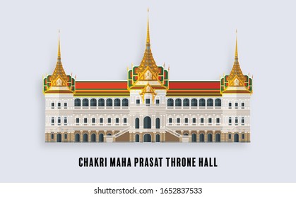 Chakkri Maha Prasat Throne Hall, Grand palace, Bangkok, Thailand with craft style on background.