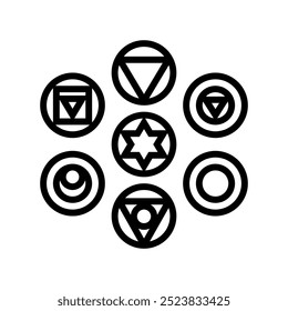 chakra acupuntura ícone de linha vetor. sinal de acupuntura de chakra. símbolo de contorno isolado ilustração em preto
