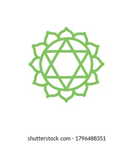 icono del doodle chakra anahata, ilustración vectorial