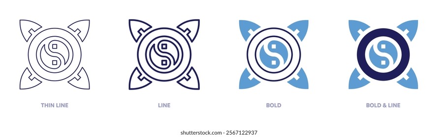 Chakra balancing icon in 4 different styles. Thin Line, Line, Bold, and Bold Line. Duotone style. Editable stroke.